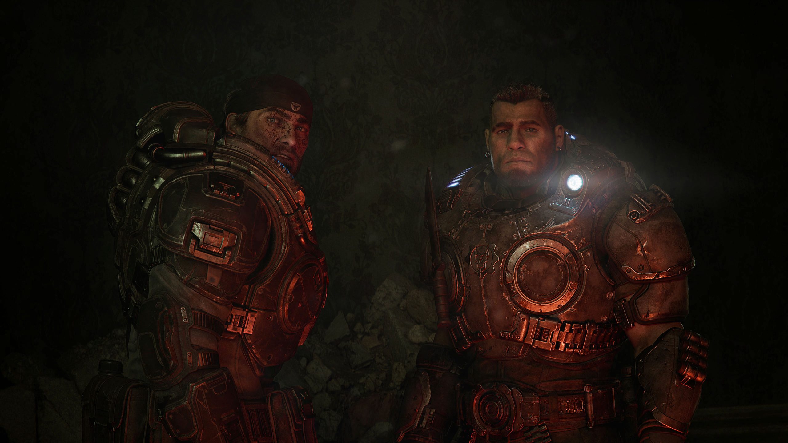 Marcus and Dom in their COG armor, side by side