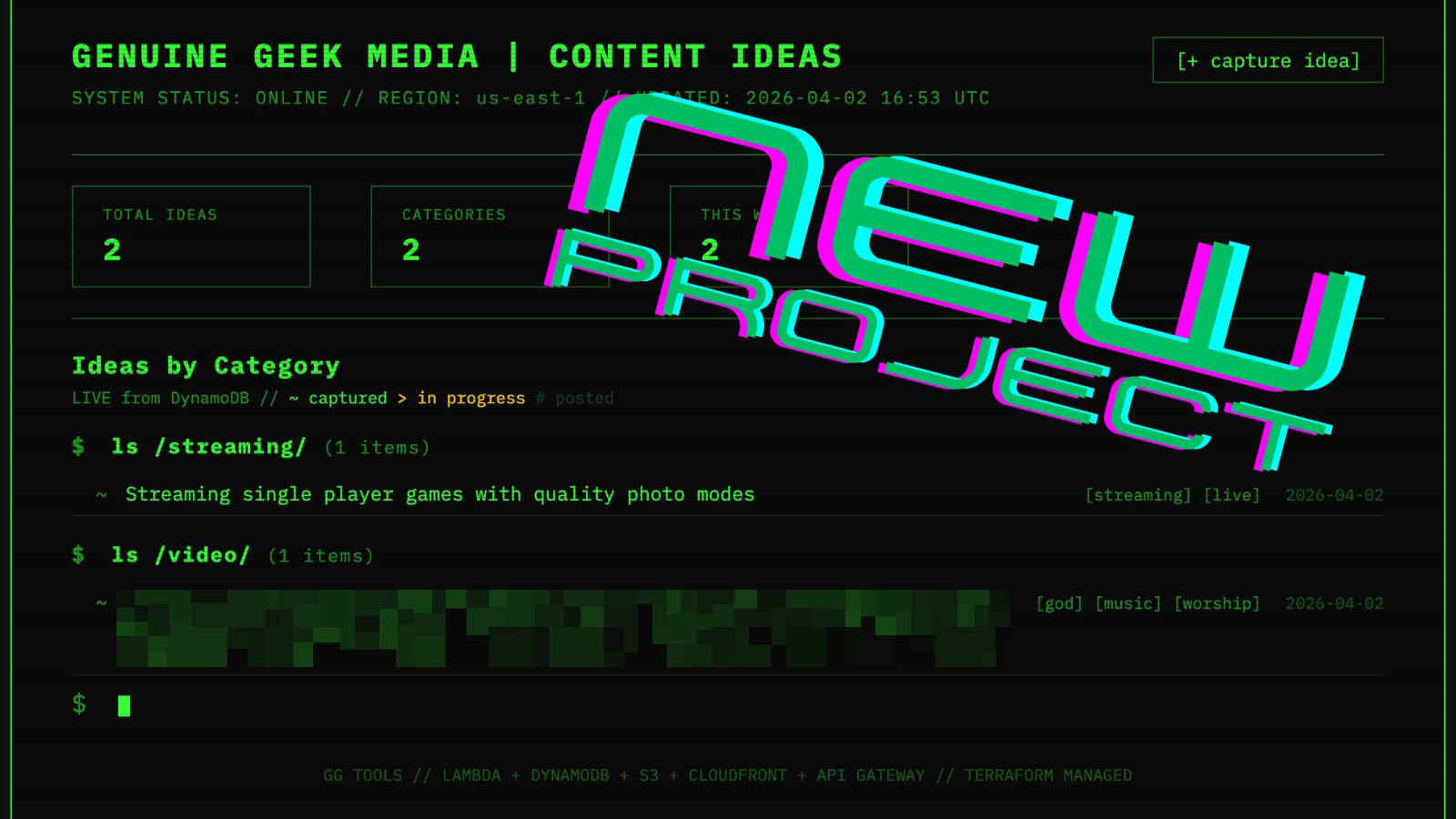 A Serverless Content Idea Capture System on AWS